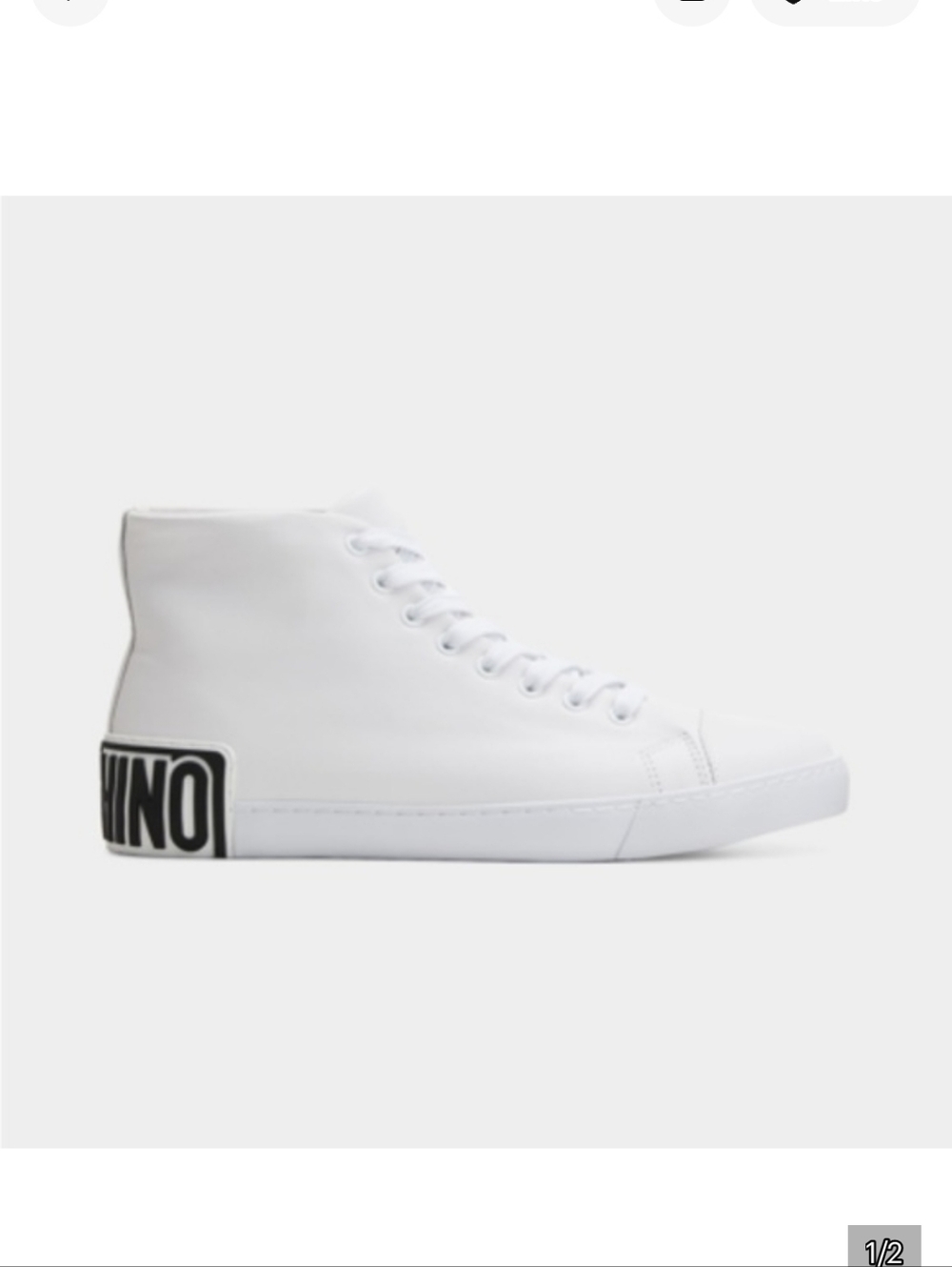 NWB Mochino Leather LOGO Sneakers Size 42 US 9 White/Black